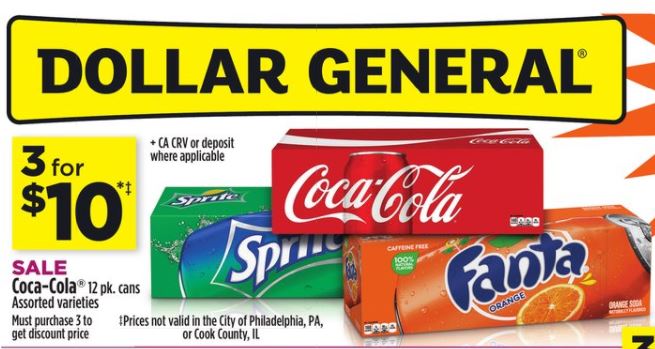 Dollar General  CocaCola 12 Pack Cans $2.66 Each Through August 1st