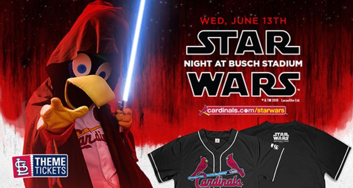 St. Louis Cardinals vs. San Diego Padres June 13th – Star Wars Night Theme  Tickets $20