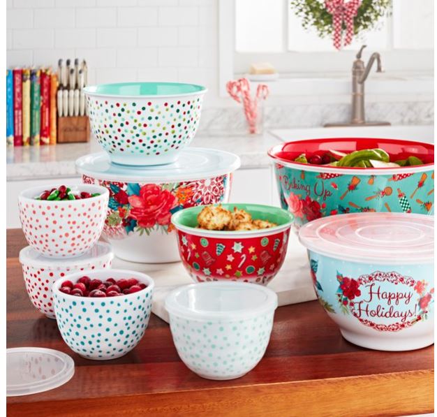 The Pioneer Woman 6-Piece Melamine Cheerful Rose Serving Bowl Set with Lids  